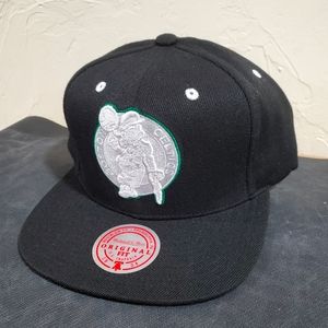 Mitchell & Ness Boston Celtics White Popz Black Adjustable Snapback Hat Cap
